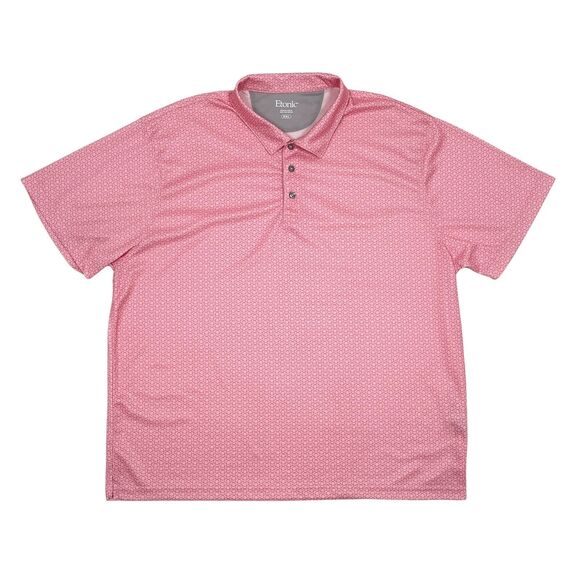 Etonic Golf Polo Shirt‎ Mens Size XXL Pink Geometric Print Short Sleeve Stretch - Picture 1 of 8